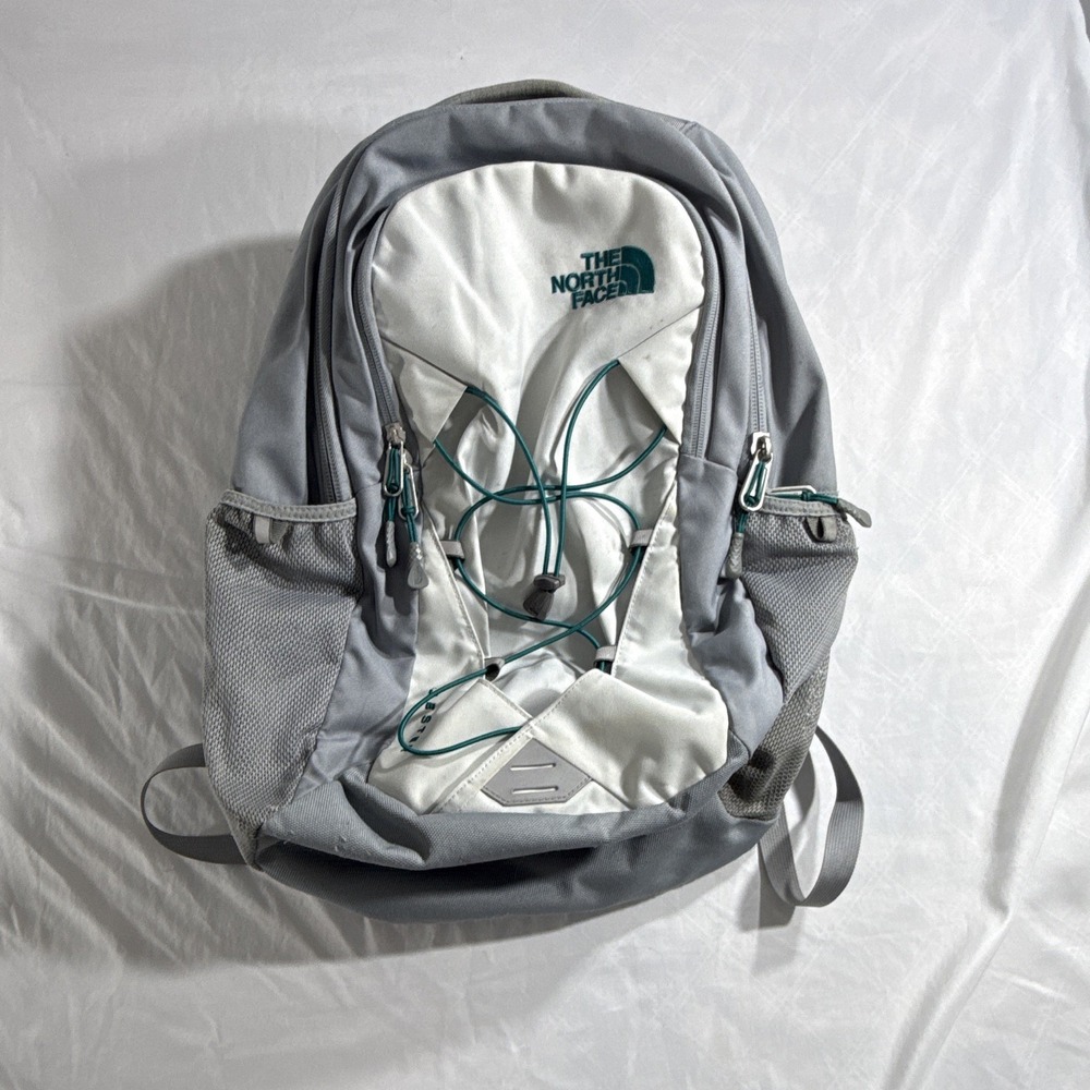 The North Face Jester 20L Backpack Gray White Nylon Laptop Bag Hiking Daypack